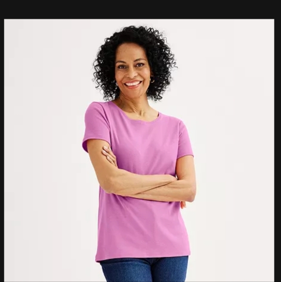 Croft & Barrow Essential Crewneck TeeColor: Pink Wonder, Size: LARGE (EUC) - Picture 1 of 10